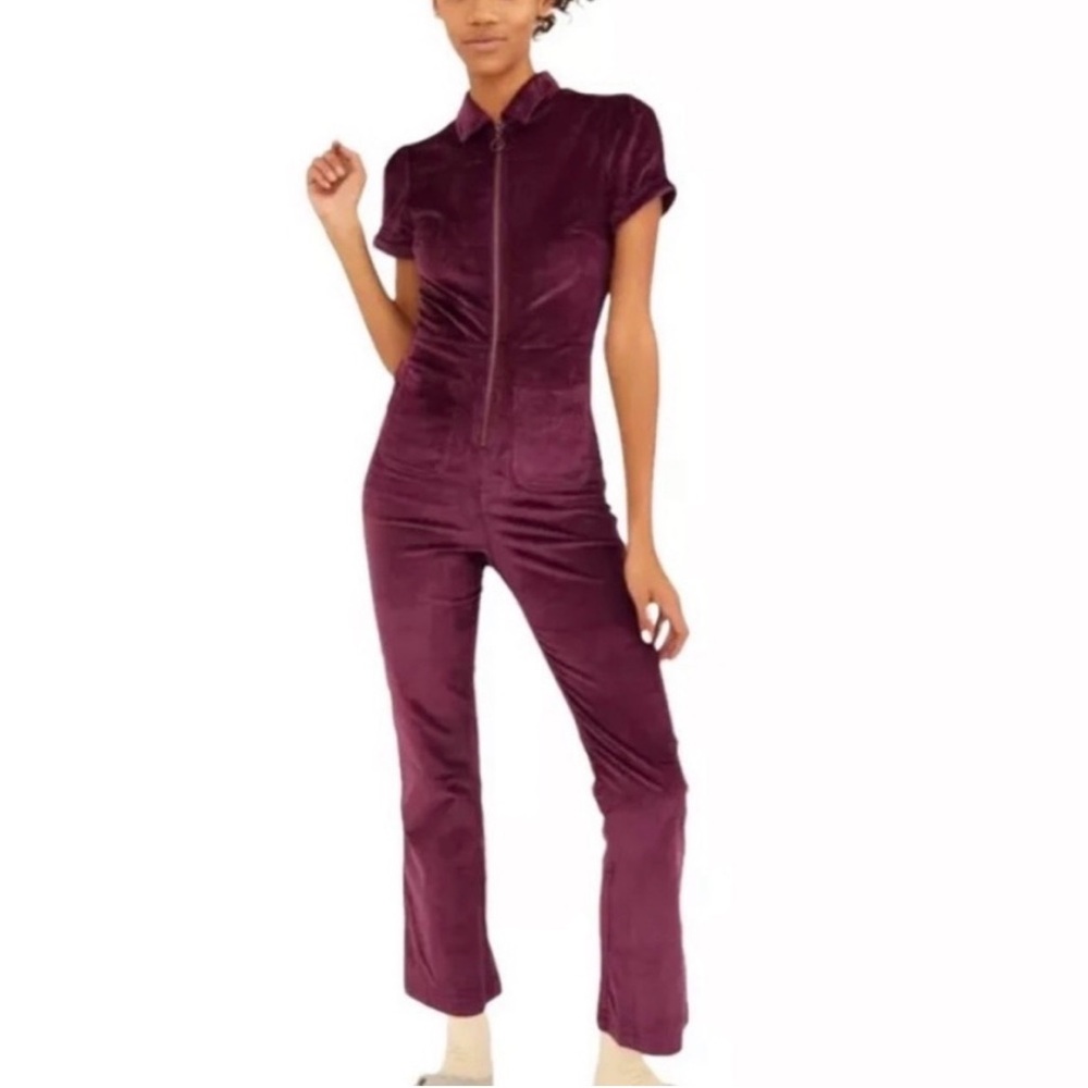 NWT UO Urban Outfitters Clark Corduroy Velvet Zip Coverall Jumpsuit Utility Suit